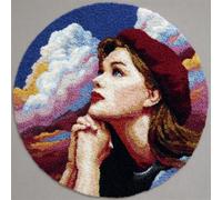 Wallphantom DIY Latch Hook Rug Kit,A Woman Praying,Latch Hook Kits for Adults,Home Carpet Rug Making,Needlework Crafts Rug for Home Decor,50x50cm