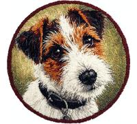 Wallphantom DIY Latch Hook Rug Kit Handmade Carpet,Animal Dog,Jack Russell Terrier,Crochet Yarn Embroidery Needlework Hook Kit for Beginners,Home Decor Festival,Gift,50x50cm