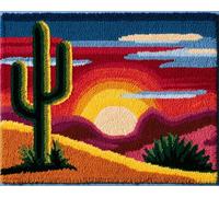 Wallphantom DIY Latch Hook Rug Kit Handmade Carpet,Cactus Sunset Landscape