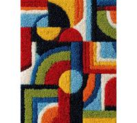 Wallphantom DIY Latch Hook Rug Kit Handmade Carpet,Colorful Geometric Mosaic,Crochet Yarn Embroidery Needlework Hook Kit for Beginners,Home Decor Festival,Gift,80x160cm
