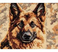 Wallphantom DIY Latch Hook Rug Kits for Adults,Animal Dog, German Shepherd,Tapestry Pre-Printed Patterns Carpet Needlework Crochet Yarns Latch Hooking Mat Cushion for Home Decor,80x160cm