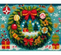 Wallphantom DIY Latch Hook Rug Kits for Adults,Christmas Theme,Tapestry Pre-Printed Patterns Carpet Needlework Crochet Yarns Latch Hooking Mat Cushion for Home Decor,80x160cm