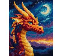 Wallphantom DIY Latch Hook Rug Kits for Adults,Moon Dragon,Tapestry Pre-Printed Patterns Carpet Needlework Crochet Yarns Latch Hooking Mat Cushion for Home Decor,80x160cm