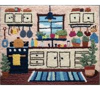Wallphantom DIY Latch Hook Rug Making Kit for Adults Kids,Kitchen Landscape,DIY Latch Hook Rug Kit,Cross Stitch Rug Making Kit,Ideal for Home Decor and Fun Crafting,90x120cm