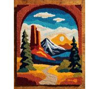 Wallphantom DIY Latch Hook Rug Making Kit for Adults Kids,Natural Rock Landscape,DIY Latch Hook Rug Kit,Cross Stitch Rug Making Kit,Ideal for Home Decor and Fun Crafting,90x120cm
