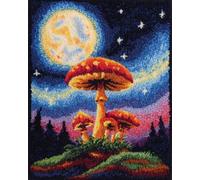 Wallphantom DIY Latch Hook Rug Making Kit for Adults,Starry Mushroom