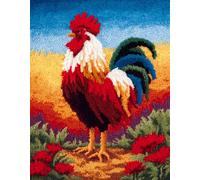 Wallphantom Flower and Grass Landscape DIY Craft Latch Hook Rug Kits,Animal Rooster,Printed Carpet Crochet Yarn Kits,Handcraft Cushion Crocheting Hook Home Decoration for Family Friends,55x75cm