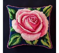 Wallphantom Flowers Cross Stitch Pillow Kit for Adults,Pink Roses,Needlepoint Kit Cushion,Cross Stitch Throw Pillow for Creative Home Decor,45x45cm