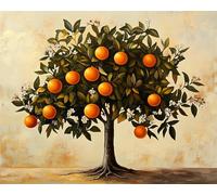 Wallphantom Grassland Landscape Relaxing Painting by Number Kit for Adults,A Lush Orange Tree,Paint by Numbers DIY Acrylic Oil Painting Kits Handmade Artwork Gift,16x20inch with Frame