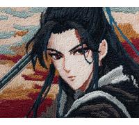 Wallphantom Japanese Style Latch Hook Rug Kits for Adults Beginners,Anime boy,Latch Hook Kits for Bedroom,Living Cushion Adult Craft Gifts,52x38cm