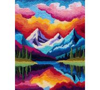 Wallphantom Landscape Latch Hook Kits for Adults Rug,Colorful Mountains,Latch Hook Kits DIY Crochet Handcraft Rug Hooking Kit for Kids and Adults,55x75cm