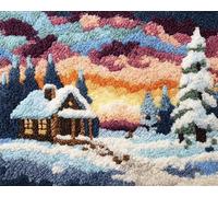 Wallphantom Landscape Latch Hook Kits for Adults Rug,Forest Cabin,Latch Hook Kits DIY Crochet Handcraft Rug Hooking Kit for Kids and Adults,55x75cm