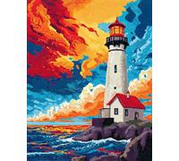 Wallphantom Landscape Latch Hook Kits for Adults Rug,Lighthouse Cottage by The sea,Latch Hook Kits DIY Crochet Handcraft Rug Hooking Kit for Kids and Adults,55x75cm