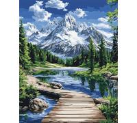 Wallphantom Landscape Latch Hook Kits for Adults Rug,Snow Mountain Forest Boardwalk,Latch Hook Kits DIY Crochet Handcraft Rug Hooking Kit for Kids and Adults,55x75cm