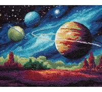 Wallphantom Landscape Latch Hook Kits for Adults Rug,Starry Sky Universe,Latch Hook Kits DIY Crochet Handcraft Rug Hooking Kit for Kids and Adults,55x75cm