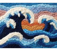 Wallphantom Landscape Latch Hook Kits Rugs,Waves on The Beach,Handmade Self Knotting Set,Tapestry Kits for Adults,Cushion Latch Hook Rug Pre-Printed Pattern Craft for Adults,80x115cm