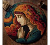 Wallphantom Latch Hook Craft Kits,A Woman Praying,Doormat Carpet Making Kits,Interlocking Hook Rug Gift Packing DIY for Teenager/Adults with Printed Canvas,50x50cm