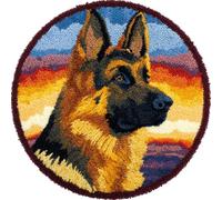 Wallphantom Latch Hook Craft Kits,German Shepherd Dog,Doormat Carpet Making Kits,Interlocking Hook Rug Gift Packing DIY for Teenager/Adults with Printed Canvas,50x50cm