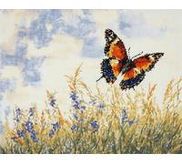 Wallphantom Latch Hook Crafts Kits for Adults,Butterfly in The Grass,Pre-Printed Handmade Tapestry Kits for Home Decoration Festival Gift,90x120cm