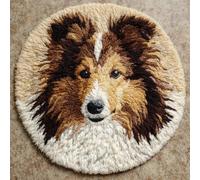 Wallphantom Latch Hook Crafts Kits for Adults,Shetland Sheepdog Animal Dog,Pre-Printed Handmade Tapestry Kits for Home Decoration Festival Gift,50x50cm