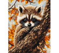 Wallphantom Latch Hook Kits for Adults,Animal Raccoon on a Branch,3D Crochet Hooks Kit Rug Carpet Making Cushion DIY Crafting for Home Party Decor,Latch Hook Rug,60x90cm