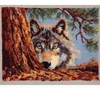 Wallphantom Latch Hook Kits for Adults,Animal Wolf,3D Crochet Hooks Kit Rug Carpet Making Cushion DIY Crafting for Home Party Decor,Latch Hook Rug,60x90cm