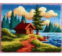Wallphantom Latch Hook Kits for Adults Beginners Rug,Lakeside Cabin