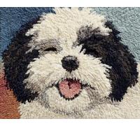 Wallphantom Latch Hook Kits for Adults,Happy Shih Tzu,3D Crochet Hooks Kit Rug Carpet Making Cushion DIY Crafting for Home Party Decor,Latch Hook Rug,60x90cm