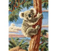 Wallphantom Latch Hook Kits for Adults,Koala on a Branch,Pre-Printed Canvas DIY Rug Making Kit Crochet Yarn for Kids Beginners,Crafts Carpet for Home Decoration,52x38cm