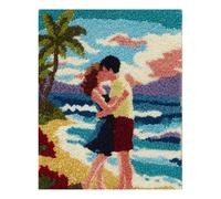 Wallphantom Latch Hook Kits for Adults,Lovers embracing on the Beach,3D Crochet Hooks Kit Rug Carpet Making Cushion DIY Crafting for Home Party Decor,Latch Hook Rug,60x90cm