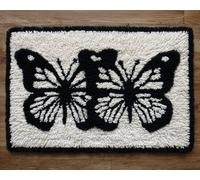 Wallphantom Latch Hook Kits for Adults Rug,Black Butterfly,Latch Hook Kits DIY Crochet Handcraft Rug Hooking Kit for Kids and Adults,55x75cm