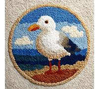 Wallphantom Latch Hook Kits for Adults,Seaside Lighthouse Landscape,3D Crochet Hooks Kit Rug Carpet Making Cushion DIY Crafting for Home Party Decor,Latch Hook Rug,50x50cm