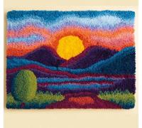 Wallphantom Latch Hook Kits for Adults,Sunset Views in the Mountains,3D Crochet Hooks Kit Rug Carpet Making Cushion DIY Crafting for Home Party Decor,Latch Hook Rug,60x90cm