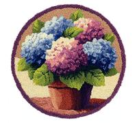 Wallphantom Latch Hook Kits for Kids and Adults,Hydrangea pots,DIY Latch Hook Rug Making Kit,Carpet Making Crochet Kits Needlework Crafts for Home Decor,50x50cm