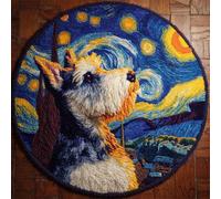 Wallphantom Latch Hook Kits for Kids and Adults,Schnauzer Under The Starry Sky,DIY Latch Hook Rug Making Kit,Carpet Making Crochet Kits Needlework Crafts for Home Decor,50x50cm