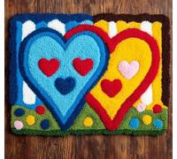 Wallphantom Latch Hook Kits for Kids and Adults,Two Hearts,DIY Latch Hook Rug Making Kit,Carpet Making Crochet Kits Needlework Crafts for Home Decor,80x115cm