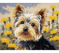 Wallphantom Latch Hook Kits for Kids and Adults,Yorkshire Terrier and Dandelion,DIY Latch Hook Rug Making Kit,Carpet Making Crochet Kits Needlework Crafts for Home Decor,80x115cm