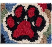 Wallphantom Latch Hook Kits Rugs,Animal Dog paw Prints,Handmade Self Knotting Set,Tapestry Kits for Adults,Cushion Latch Hook Rug Pre-Printed Pattern Craft for Adults,80x115cm