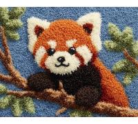 Wallphantom Latch Hook Kits Rugs,Christmas Animal: red Panda,Latch Hook Rug Kits for Adults Beginners,DIY Crochet Set,Tapestry Making Kit,Embroidery Sofa Cushion Carpet,55x75cm