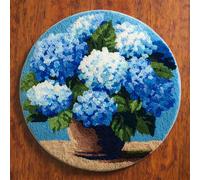 Wallphantom Latch Hook Kits Rugs,Hydrangea pots,Handmade Self Knotting Set,Tapestry Kits for Adults,Cushion Latch Hook Rug Pre-Printed Pattern Craft for Adults,50x50cm