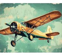 Wallphantom Latch Hook Rug Kit for Adults,Retro Aircraft,Printed Canvas Crochet Yarn Floor Mat Embroidery DIY Hook and Latch Kit Carpet for Christmas Decoration,52x38cm