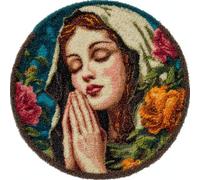 Wallphantom Latch Hook Rug Kits,A Woman Praying,DIY Crochet Rug Making Kit for Adults Kids,3D Cross Stitch Carpet Embroidery Needlework Crocheting for Home Decor,50x50cm