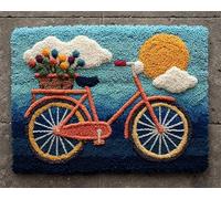 Wallphantom Latch Hook Rug Kits,Cartoon Bicycle,DIY Crochet Rug Making Kit for Adults Kids,3D Cross Stitch Carpet Embroidery Needlework Crocheting for Home Decor,60x90cm