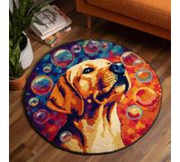 Wallphantom Latch Hook Rug Kits,Colorful Bubbles and Labrador Retrievers,DIY Crochet Rug Making Kit for Adults Kids,3D Cross Stitch Carpet Embroidery Needlework Crocheting for Home Decor,50x50cm