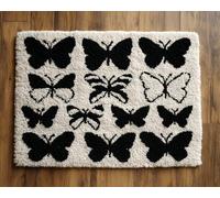 Wallphantom Latch Hook Rug Kits for Adult,Black Butterfly,DIY Rug Crochet Making Kits with Pre-Printed Canvas and Latch Hook Tool and Enough Yarn,55x75cm