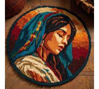 Wallphantom Latch Hook Rug Kits for Adults Beginners,A Woman Praying,Latch Hook Kits for Bedroom,Living Cushion Adult Craft Gifts,50x50cm