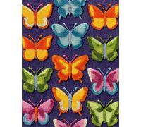 Wallphantom Latch Hook Rug Kits for Adults Beginners,Colorful Butterflies,DIY with Printed Canvas Crochet Yarn Handmade Embroidery Crafts Crochet for Home Decoration,90x120cm