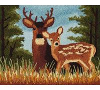 Wallphantom Latch Hook Rug Kits for Adults Beginners,Deer in the Forest,Latch Hook Kits for Bedroom,Living Cushion Adult Craft Gifts,52x38cm