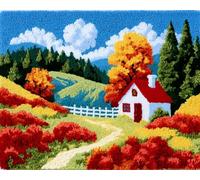 Wallphantom Latch Hook Rug Kits for Adults Beginners,Farm Fence Courtyard
