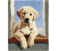 Wallphantom Latch Hook Rug Kits for Adults Beginners,Labrador Retriever,Latch Hook Kits for Bedroom,Living Cushion Adult Craft Gifts,52x38cm